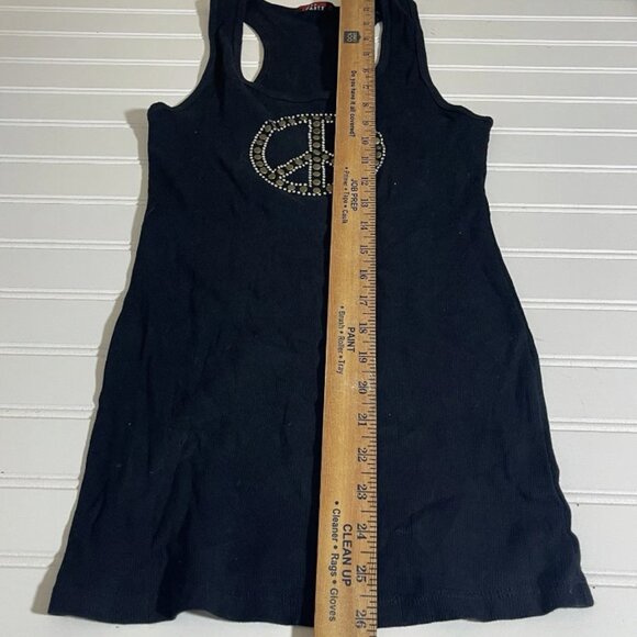 T-Party Black Tank Top Peace Sign Sz M - Picture 6 of 8